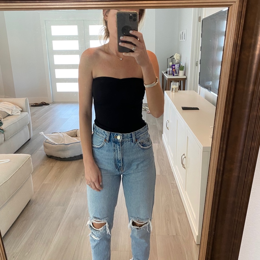Strapless ribbed bodysuit
